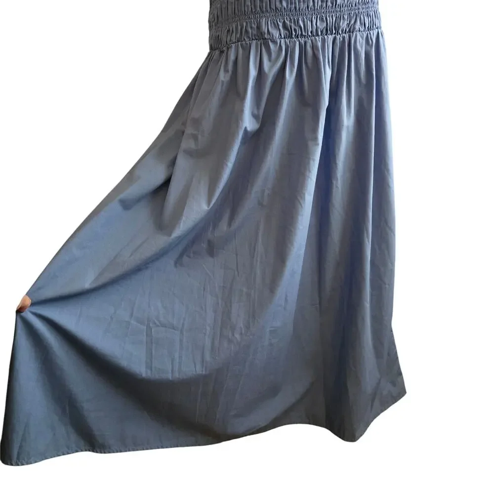 Romantic Milkmaid Peasant Puff Sleeve Smocked Maxi Dress M Abercrombie & Fitch